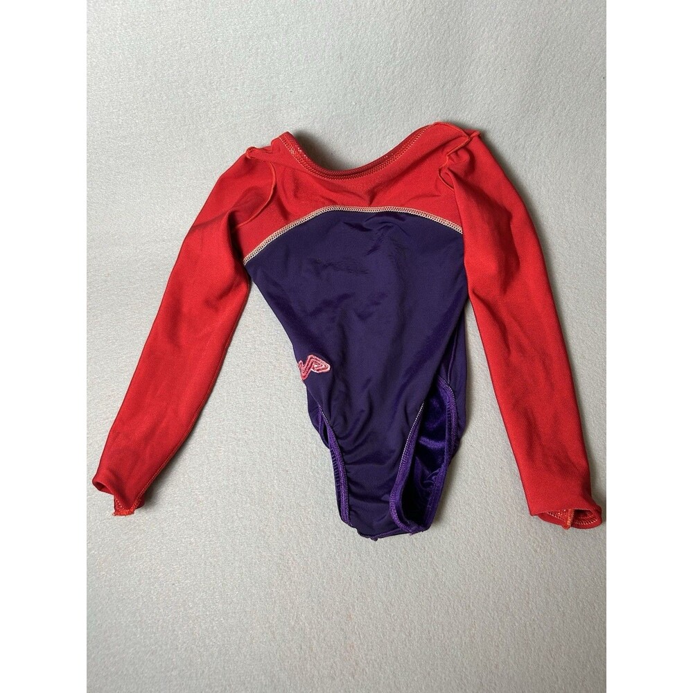 Alpha Factor Long Sleeve Red Purple Bling Competition Leotard Size CME Youth M - Picture 9 of 12